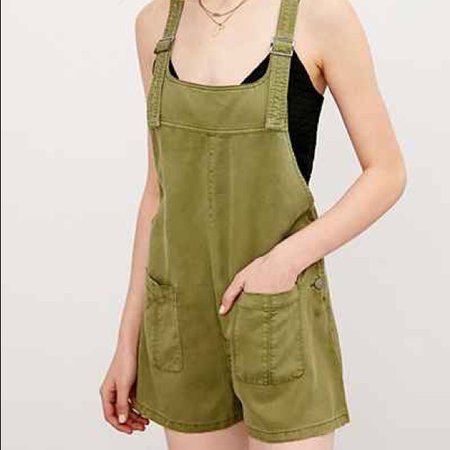 Urban Outfitters Pants & Jumpsuits | Urban Outfitters Bdg Nicki Overall Romper Green | Poshmark