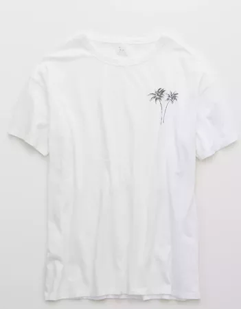 Aerie Boyfriend Distressed Oversized T-Shirt white