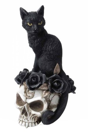 Black Cat & Skull Ornament by Alchemy Gothic | Gothic