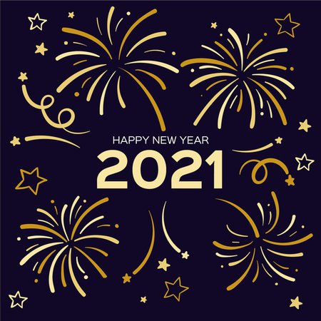 Premium Vector | Happy new year 2021 with golden fireworks