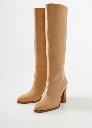 Leather boots with tall leg - Women | Mango USA