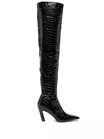 KHAITE Marfa 50mm knee-high Leather Boots - Farfetch