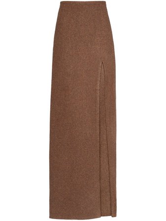 Shop Miu Miu side-slit wool skirt with Express Delivery - FARFETCH