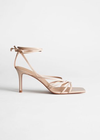 Square Toe Leather Heeled Sandals