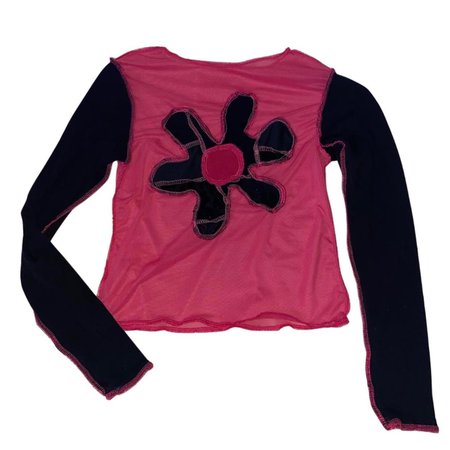 Maddy Page Pink and Black Flower Mesh Shirt