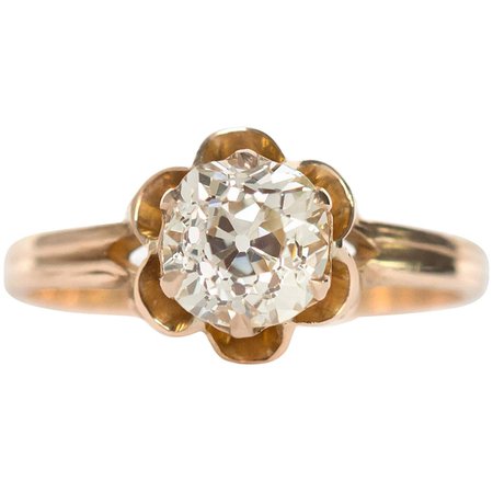 1890s Victorian .91 Carat Diamond Gold Buttercup Setting Ring For Sale at 1stDibs | buttercup ring setting, buttercup setting jewelry, buttercup ring