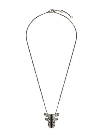 Fendi F Crystal Embellished Necklace 8AG8486GX Silver | Farfetch