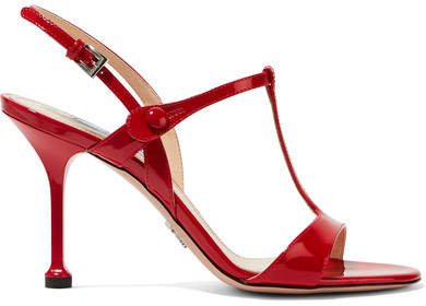 90 Patent-leather Slingback Sandals - Red