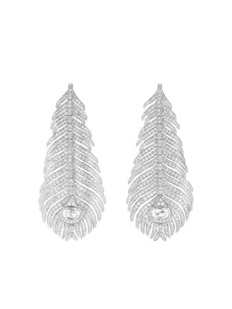 Boucheron 18kt white gold diamond Plume de Paon pendant earrings silver JCO01073 - Farfetch