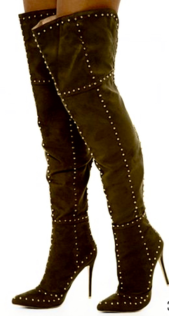 brown studded knee high boots