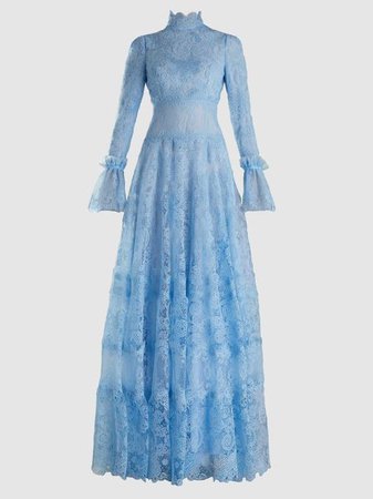 Costarellos - Chantilly Lace Long-Sleeve Gown | The Modist