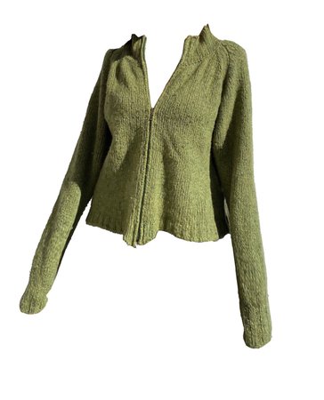 green knit zip jumper