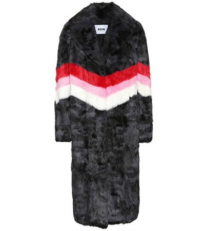 Striped fur coat