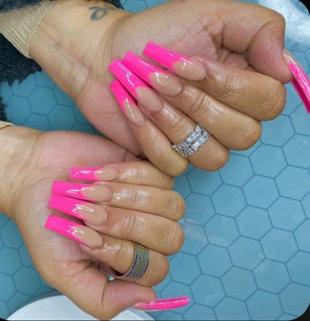 pink French tips nails