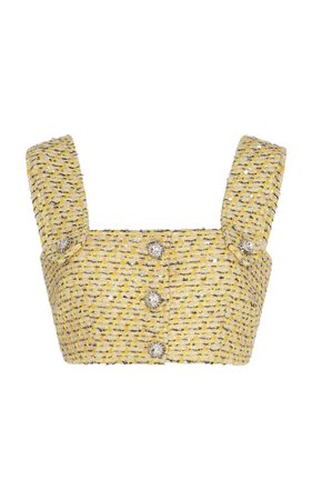 Sequined Tweed Cropped Top by Alessandra Rich | Moda Operandi