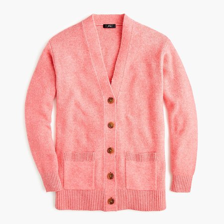 J.Crew: Long Cardigan In Supersoft Yarn coral