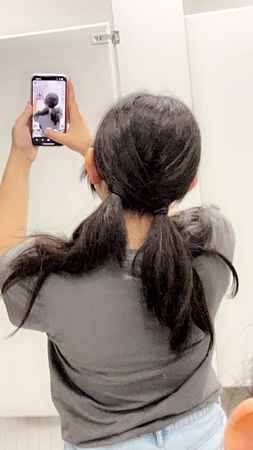 hairstyles | pigtails | mirror selfie | aesthetic | crisscross pigtails | that girl