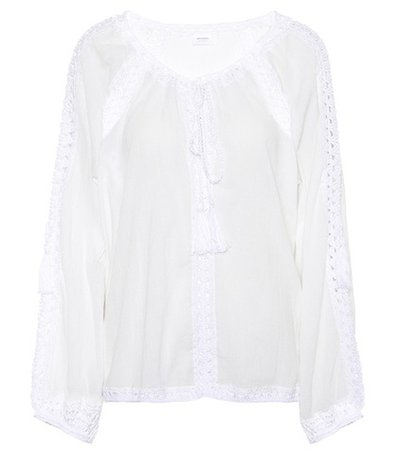 Giza lace-trimmed cotton top