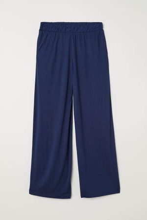Wide-cut Jersey Pants - Blue