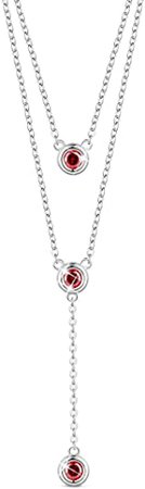 SHEGRACE 925 Sterling Silver Double Layered Necklace, with Three Round AAA Zircon Pendant