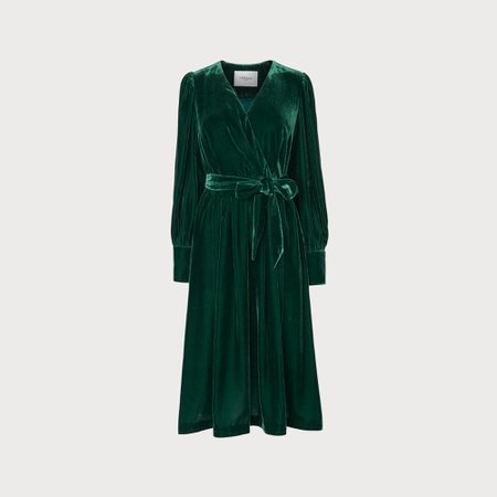 Roman Green Velvet Wrap Dress | Clothing | L.K.Bennett