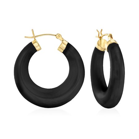 Ross-Simons Black Onyx Hoop Earrings