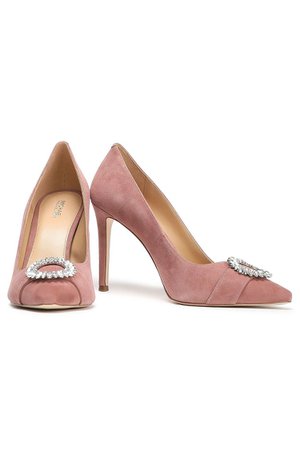 Antique rose Crystal-embellished suede pumps | Sale up to 70% off | THE OUTNET | MICHAEL MICHAEL KORS | THE OUTNET