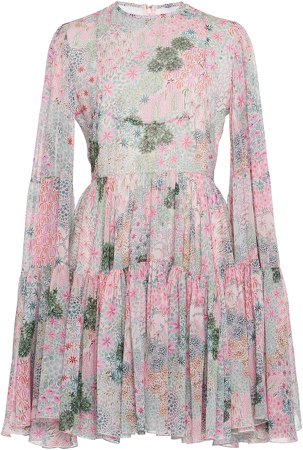 Floral-Print Silk-Chiffon Mini Dress