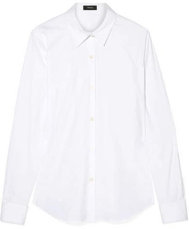 Tenia Stretch Cotton-blend Poplin Shirt - White