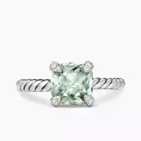 Chatelaine® Ring in Sterling Silver with Prasiolite and Diamonds, 8mm | David Yurman