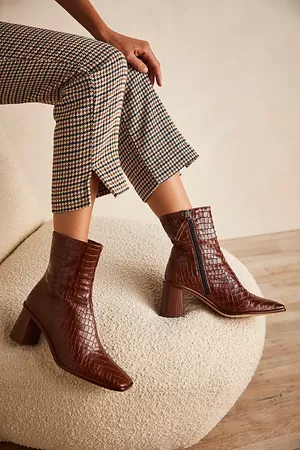 Soho Square Toe Croc Ankle Boots | Free People