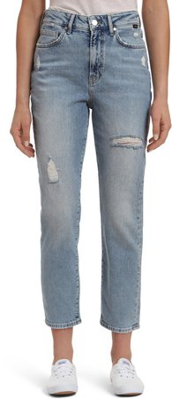 Star Ripped High Waist Ankle Jeans