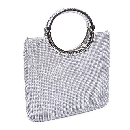CLOCOLOR Womens Crystal Rhinestone Evening Bags Wedding Clutch Purse with Bow Frame Silver not too big nor too small, can fit my make up kit: Handbags: Amazon.com