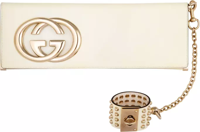 Gucci Patent Studded Wristlet Logo Clutch Bag | EL CYCER