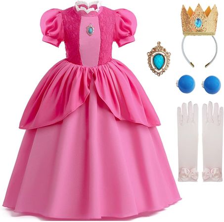 Amazon.com: Xefenki Princess Peach Dress Costume for Kids,Super Princess Peach Dress Birthday Gifts for Girls Halloween Cosplay Costumes Size 4T-5T : Xefenki: Clothing, Shoes & Jewelry