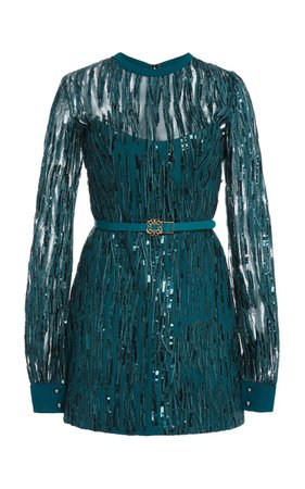 Elie Saab Yarn-Embroidered Mini Dress