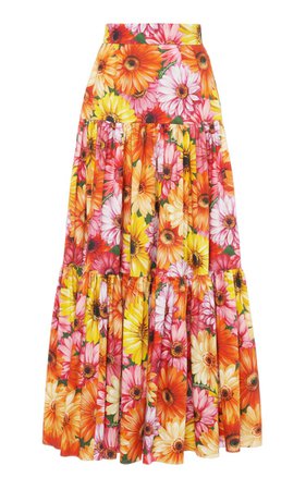 Floral Cotton Poplin Full Maxi Skirt By Dolce & Gabbana | Moda Operandi