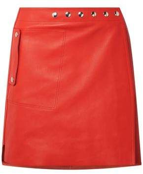 Studded Leather Mini Wrap Skirt