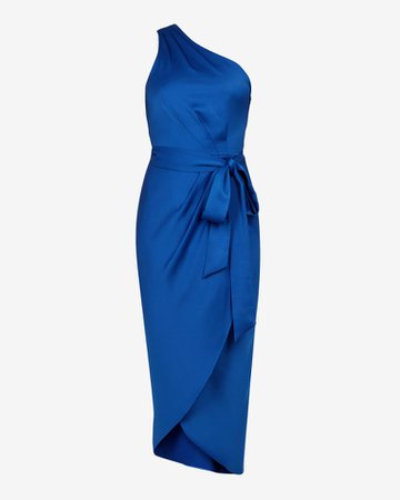 One shoulder drape midi dress - Blue | Dresses | Ted Baker UK