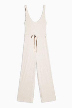 Ribbed Belted Jumpsuit | Topshop white