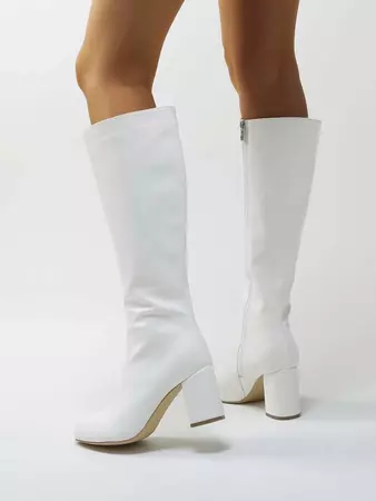 Minimalist Side Zipper Chunky Heeled Classic Boots | SHEIN USA