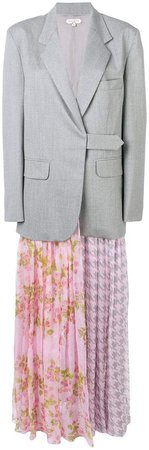 printed pleated skirt blazer