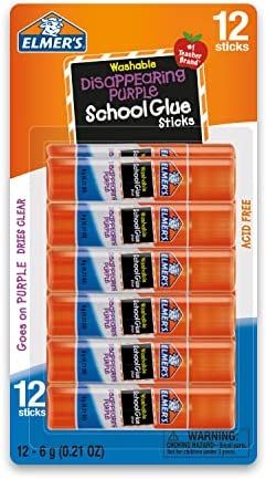 Amazon.com : Elmer's Disappearing Purple School Glue, Washable, 12 Pack : School Supplies : Arts, Crafts & Sewing