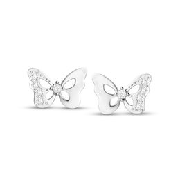 Child's Vera Wang Love Collection White Topaz Butterfly Stud Earrings in Sterling Silver | Vera Wang LOVE | Zales