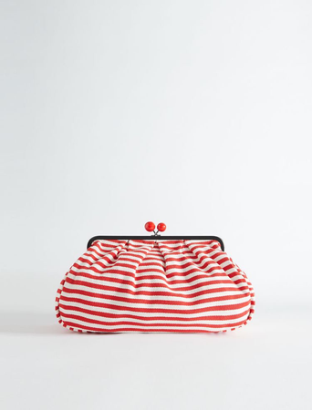 red striped kisslock purse