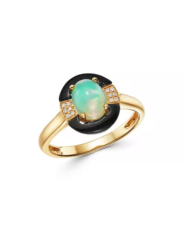 Bloomingdale's Opal, Black Onyx & Diamond Ring in 14K Yellow Gold - 100% Exclusive | Bloomingdale's