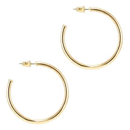 Amazon.com: PAVOI 14K Yellow Gold Hoop Earrings For Women | 2mm Thick 20mm Infinity Gold Hoops Women Earrings | Gold Plated Loop Earrings For Women | Lightweight Hoop Earrings Set For Girls: Clothing, Shoes & Jewelry