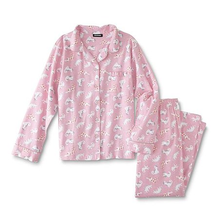 Joe Boxer Juniors' Flannel Pajama Shirt & Pants - Cat