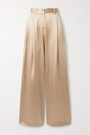 Brixton Silk-satin Wide-leg Pants - Gold