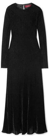 Josephine Ribbed Silk And Cotton-blend Velvet Maxi Dress - Black
